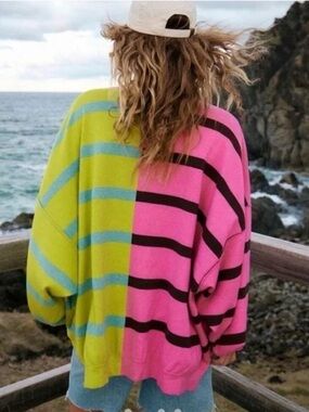 Free People uptown stripe sweater size small but runs large